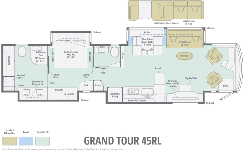 Winnebago Grand Tour 45RL Floorplan