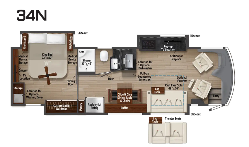 Winnebago Journey 34N Floorplan