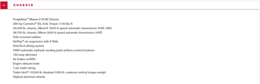 Winnebago Journey Chassis Specifications