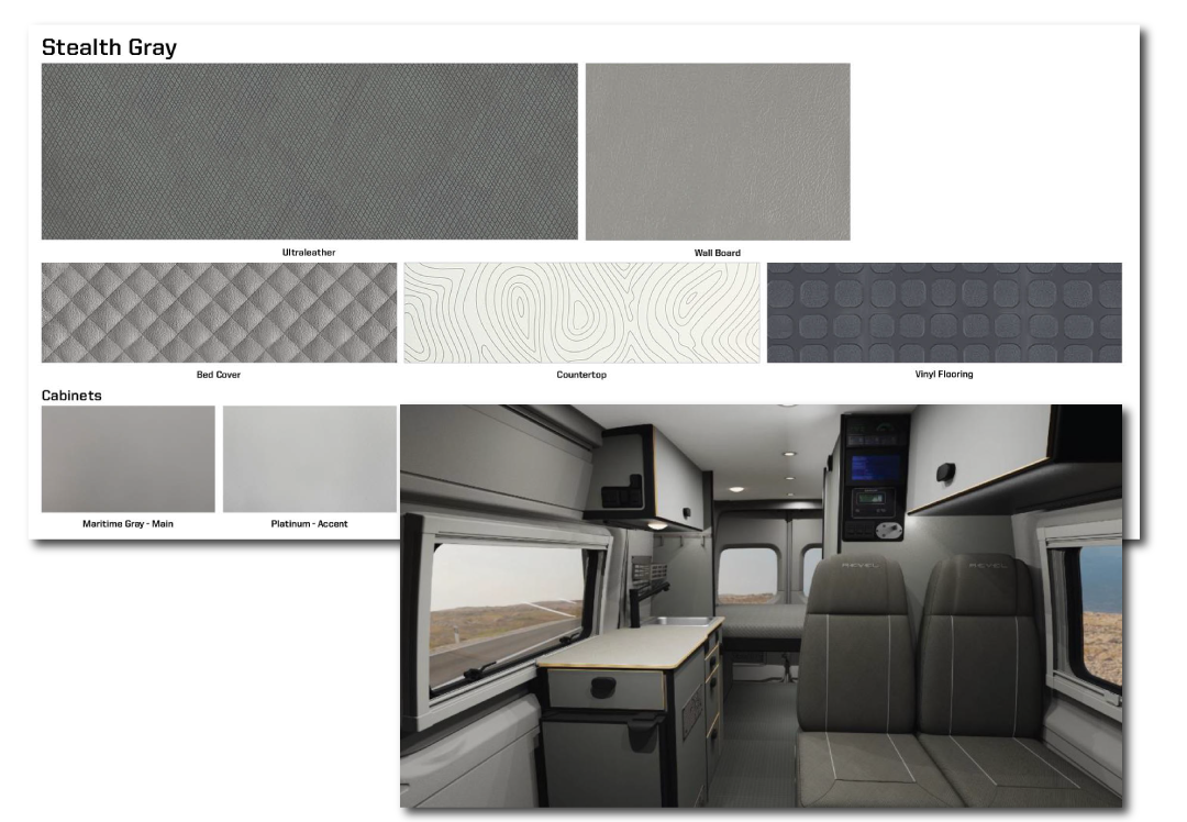 Winnebago Revel Stealth Gray Interior Fabric Collection