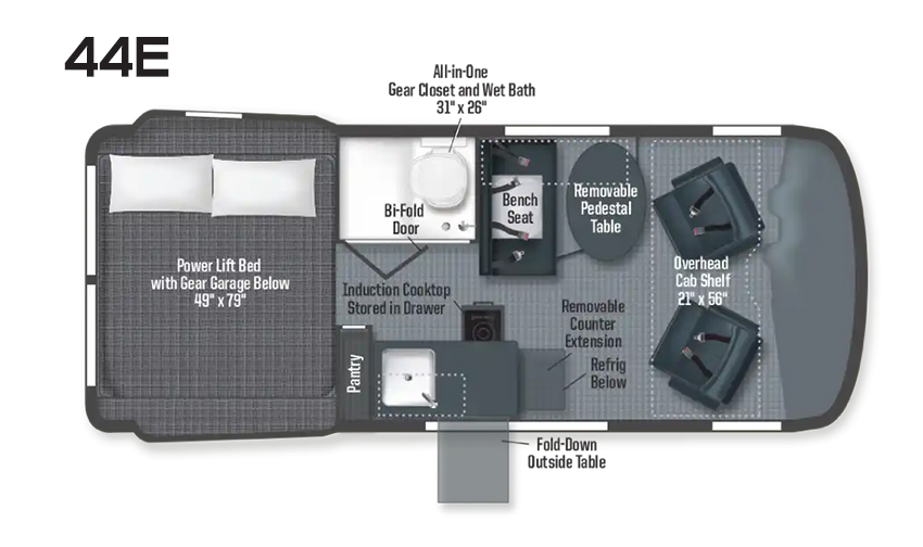 New 2023 Winnebago Revel 44E Floorplan