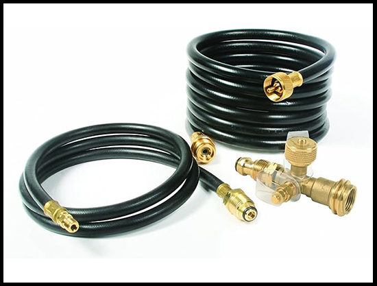 Camco RV Brass 4 Port Tee with Hoses