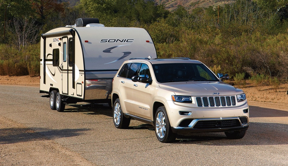 SUV towing camper