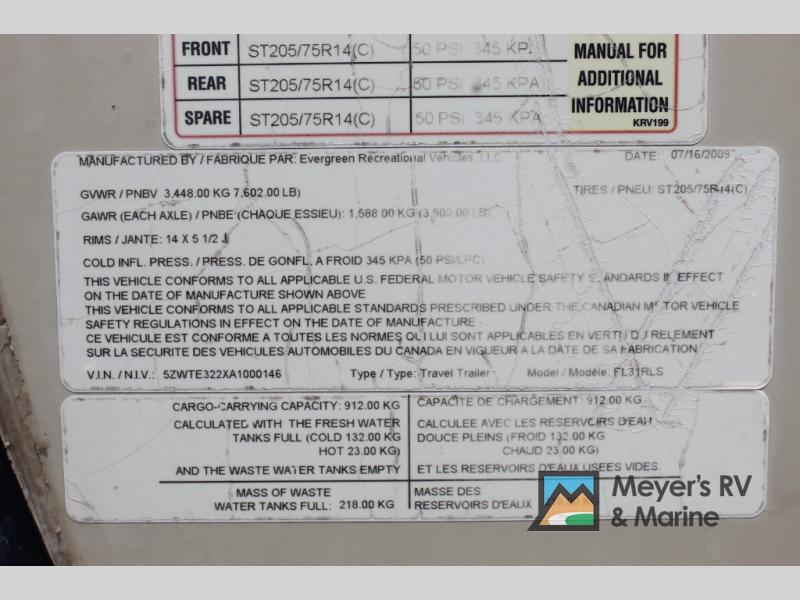 ユキページ Used 2010 EverGreen RV Ever-Lite 31RLS Travel Trailer at