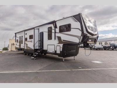 Front three-quarter view of the 2025 KZ Sportster X 3914X fifth wheel toy hauler for sale at Motor Sportsland