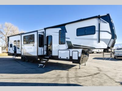 Passenger-side exterior of the 2025 KZ Sportster X 3915X fifth wheel for sale