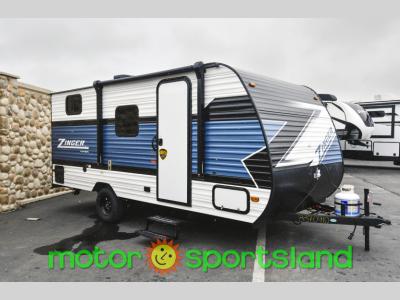 Front passenger side view of 2025 CrossRoads Zinger Lite 18QB travel trailer for sale