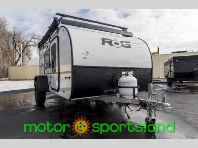 Front side view of 2025 ROG 12RK-XT off-road trailer with roof rails