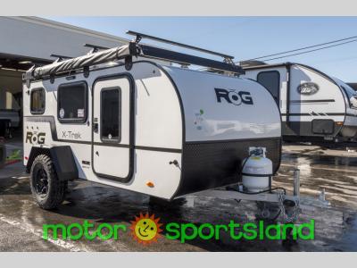 Side angle of 2025 ROG 12BH-XT off-road trailer with blacked-out trim