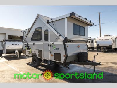 Front three-quarter view of the 2025 Aliner Expedition Sofa Bed for sale at Motor Sportsland