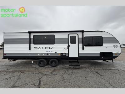 Passenger side full profile showing slide and long awning