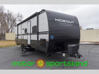 Passenger side front angle of 2025 Keystone Hideout Sport 269DB travel trailer for sale