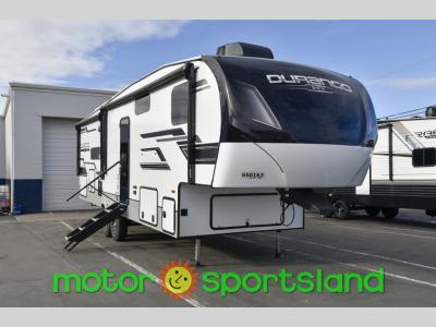 Angled front view of 2025 KZ Durango Half-Ton D286BHD fifth wheel at Motor Sportsland