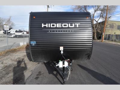 Head-on view of Hideout front cap and logo