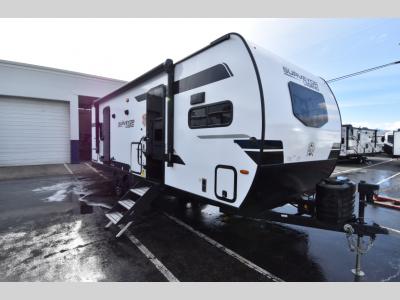 Front passenger side view of 2024 Forest River Surveyor Legend 235FKLE travel trailer for sale