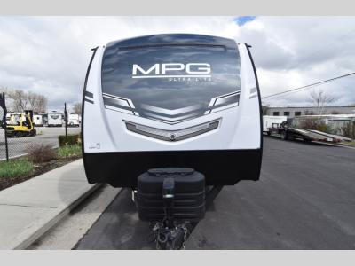 Head-on front view showing full-width LED cap and propane storage
