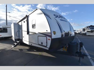 Front passenger side view of 2024 CrossRoads Sunset Trail SS331BH travel trailer for sale