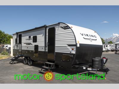 Front 3/4 view of 2024 Viking 262BHS travel trailer for sale