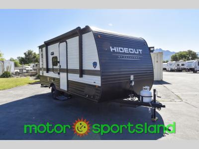 Curbside front view of the Hideout 176BH  travel trailer