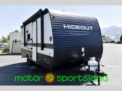 Front roadside view of the 2024 Keystone Hideout Sport 176BH travel trailer
