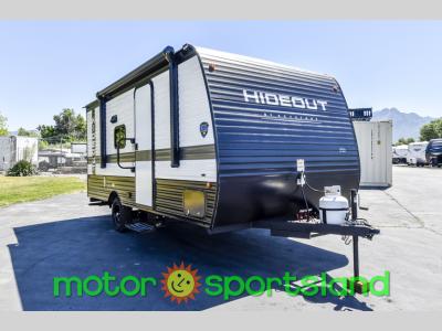Front three-quarter view of the 2024 Keystone Hideout Sport 176BH travel trailer