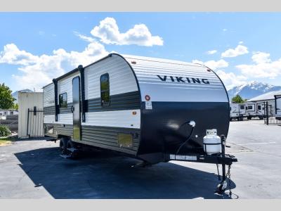 Passenger side view of 2024 Viking 26BH bunkhouse travel trailer for sale