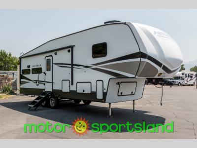 Angled front view of 2025 Dutchmen RV Astoria 260RK fifth wheel at Motor Sportsland