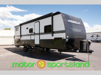Front passenger side view of 2025 Keystone Hideout Sport 241DBWE bunkhouse travel trailer for sale