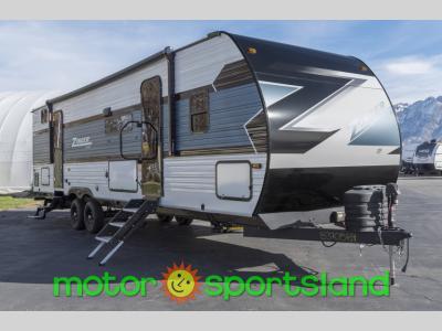 Front passenger side view of 2025 CrossRoads Zinger ZR328SB travel trailer for sale