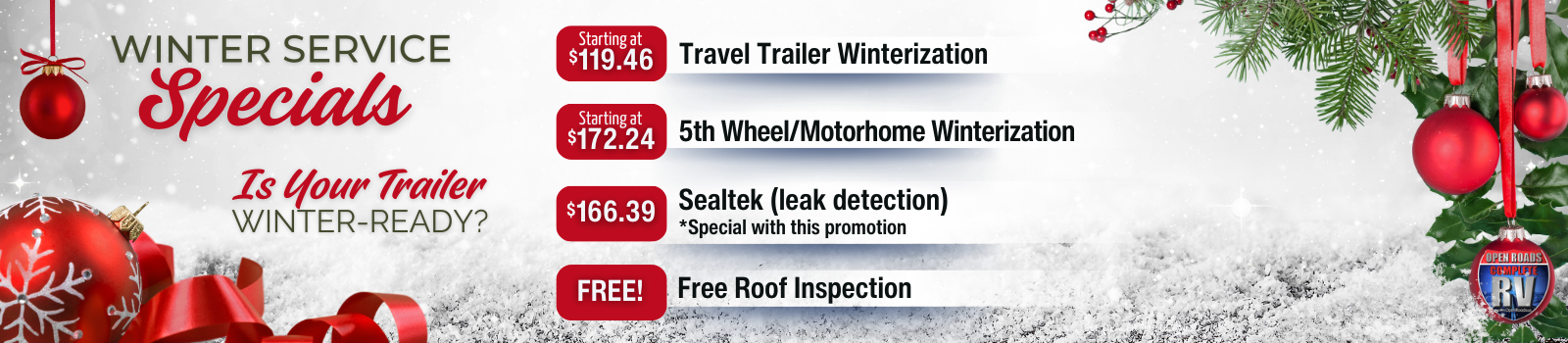 Winter Service Specials