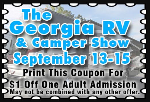 Sept 13 thru 15 2019 Georgia RV Camper Show Coupon - Open Roads