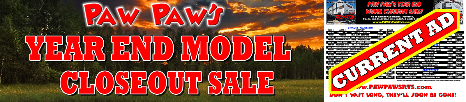 Year End Model Closeout Sale Current Ad