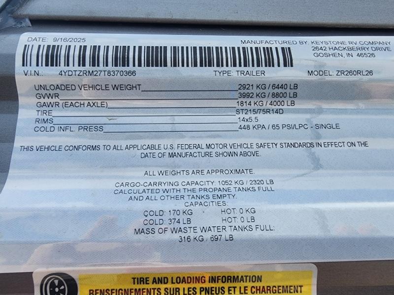 New 2026 CrossRoads RV Zinger 260RL Travel Trailer at RVing Planet