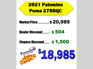 Used 2021 Palomino Puma XLE Lite 27RBQC image