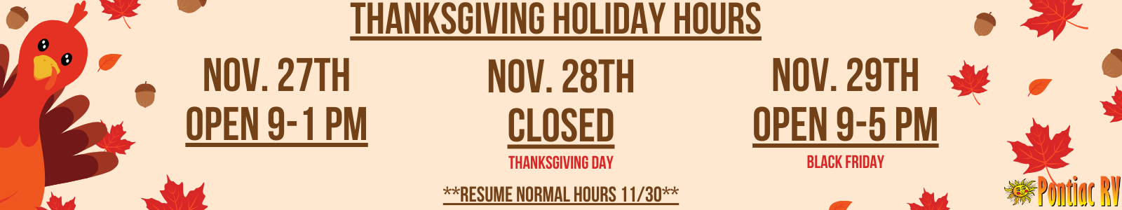 Thanksgiving Hours