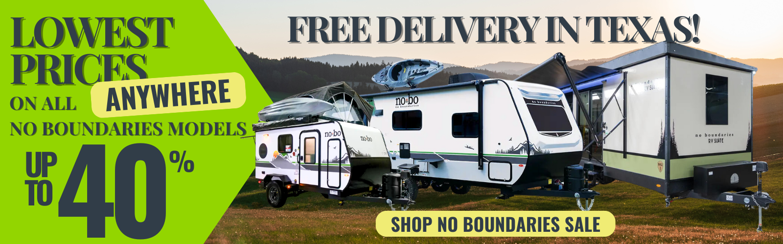 NO BOUNDARIES RV SALE