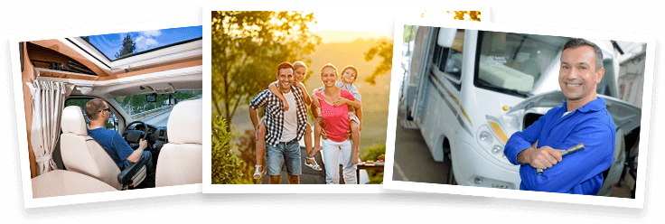 Photos of happy people with RVs