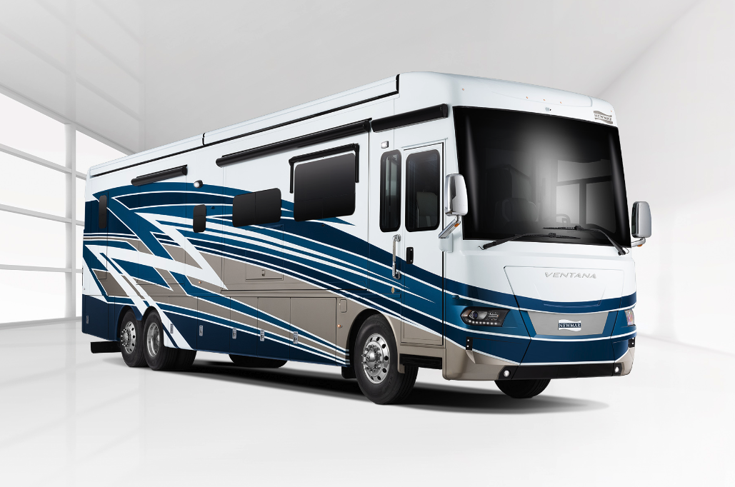 Front and side view of the 2024 Newmar Ventana in the Camden Exterior