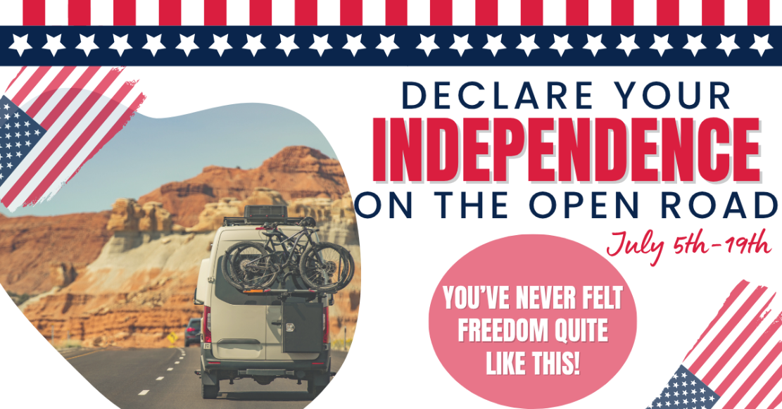Graphic showcasing the RCD RV Independence Sale.