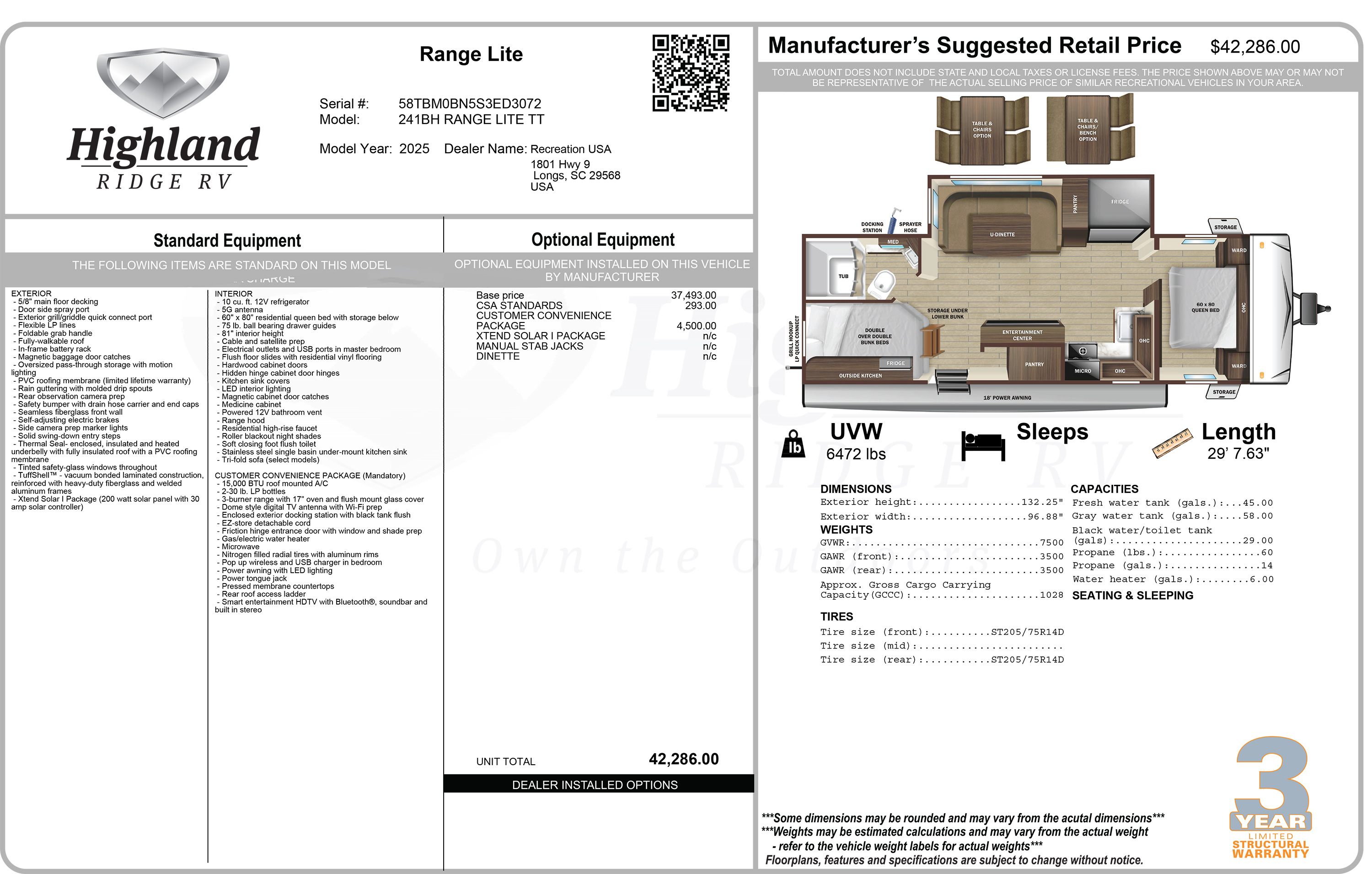 brand new 2025 JAYCO CORP. Highland Ridge RV Range Lite travel trailer 241BH