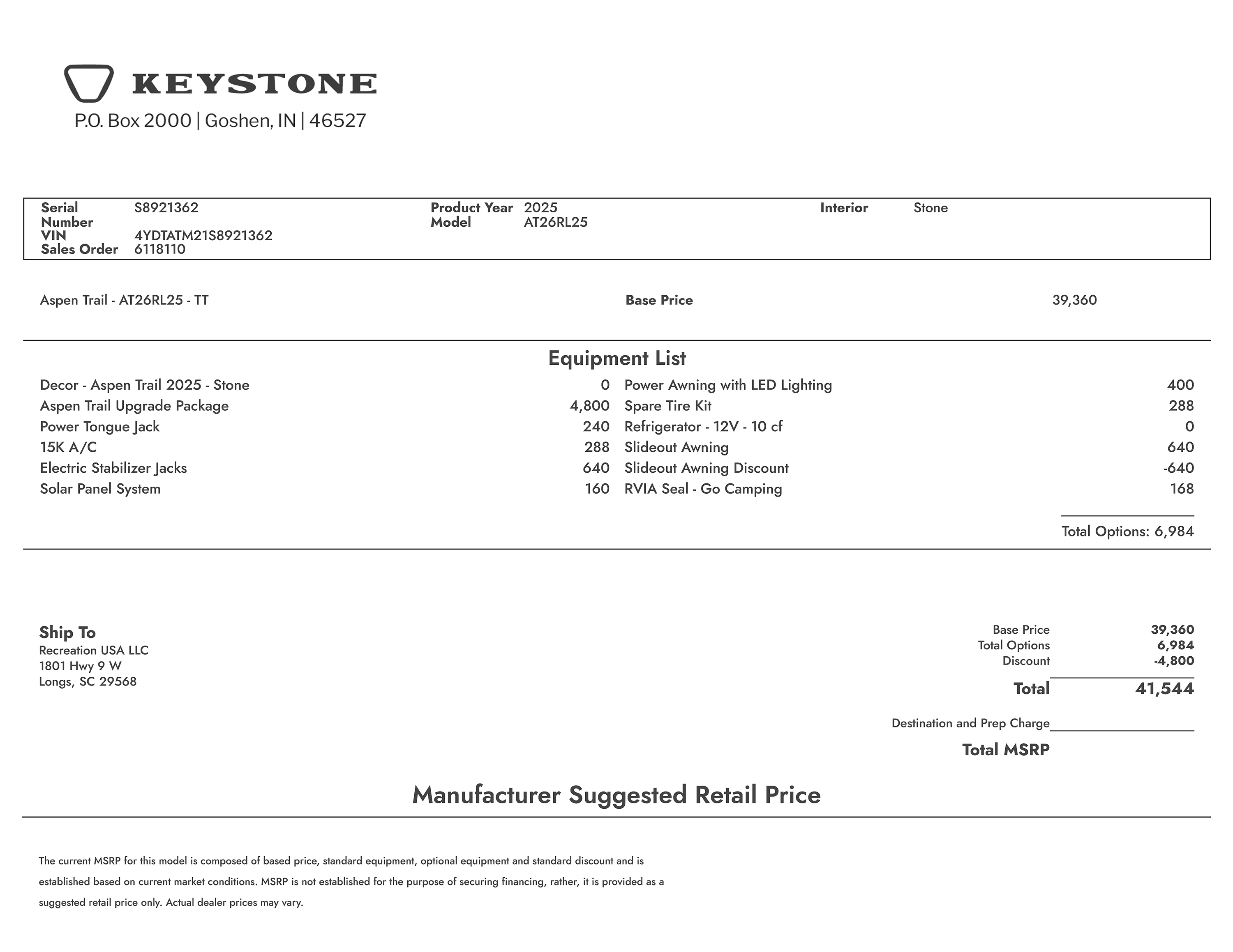2025 Dutchmen Aspen Trail LE travel trailer 26RL