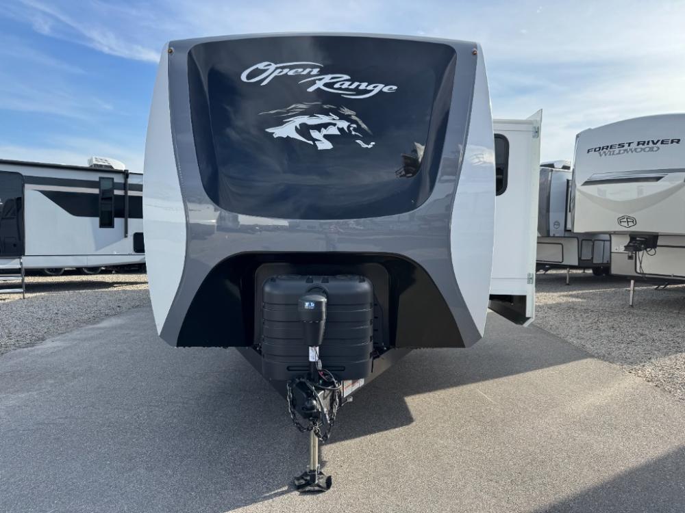 2026 Open Range 338BHS travel trailer with fiberglass front cap for sale at Recreation USA Myrtle Beach