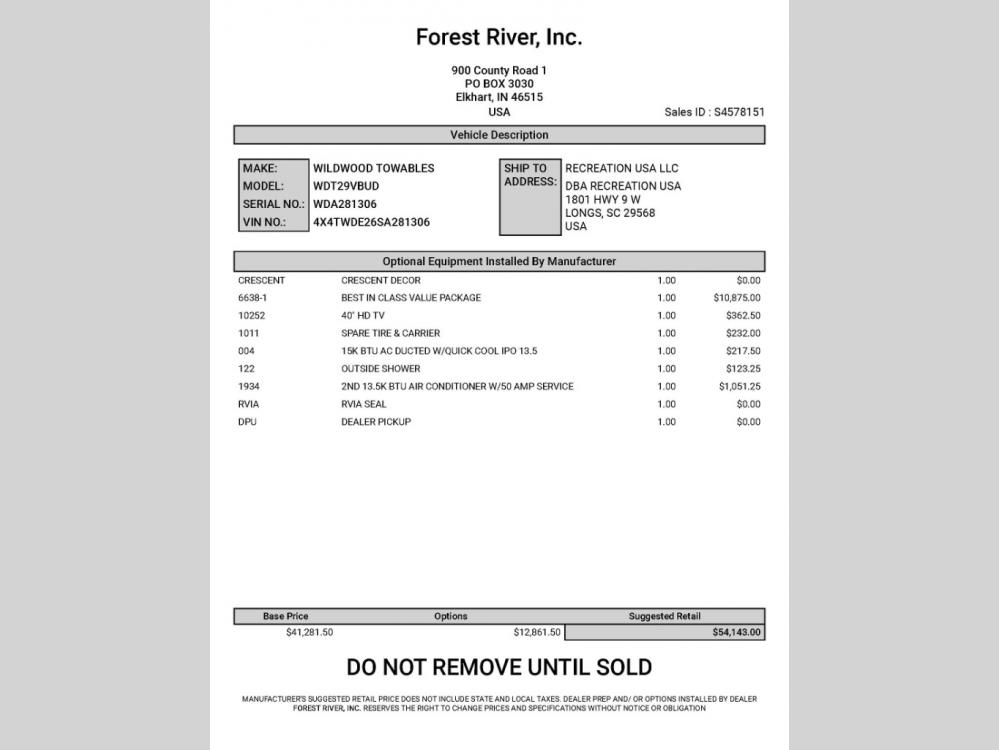 2025 Forest River Wildwood travel trailer 29VBUD. FREIGHT, PREP, DETAIL AND WALK-THROUGH INCLUDED! NATIONAL SHIPPING!