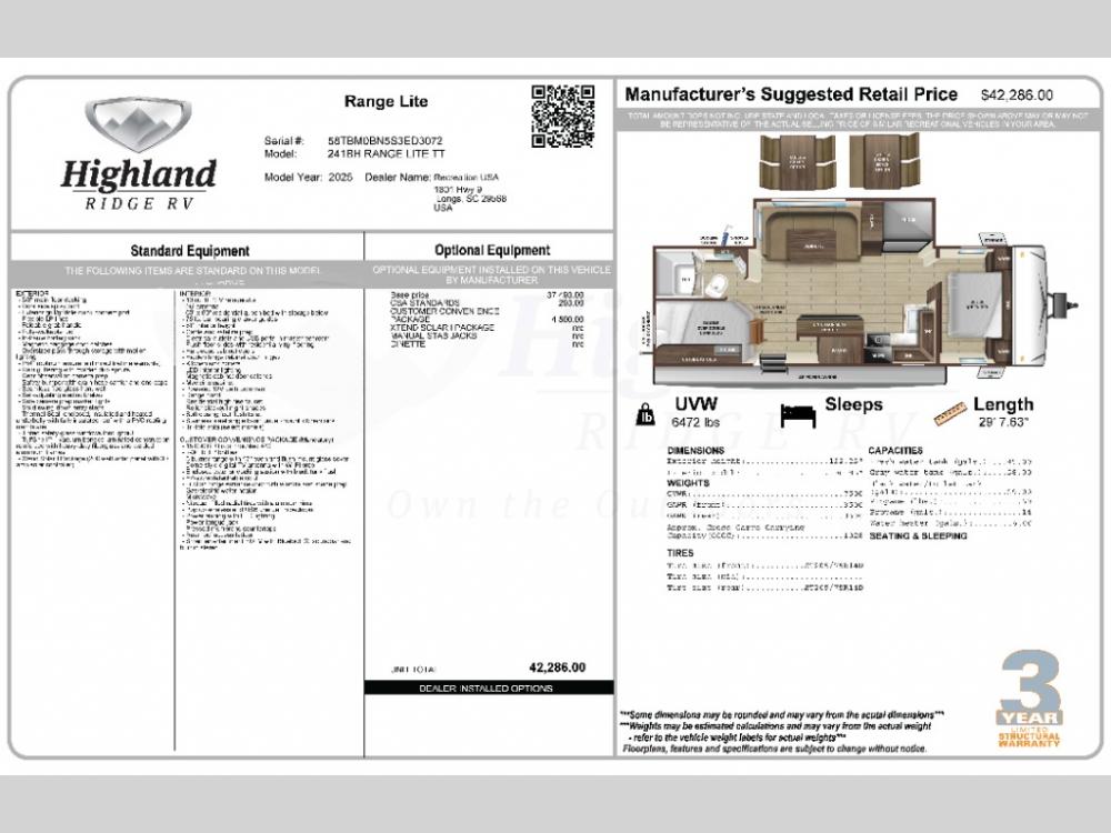 2025 JAYCO CORP. Highland Ridge RV Range Lite travel trailer 241BH