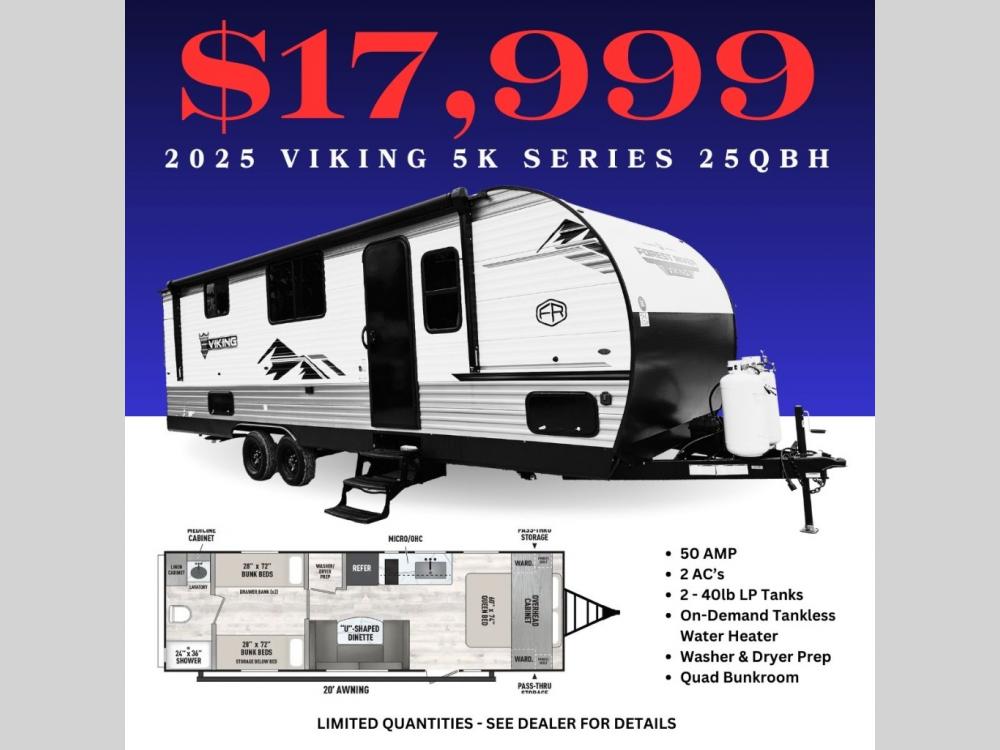 2025 Forest River Viking 5K Series travel trailer 25QBH