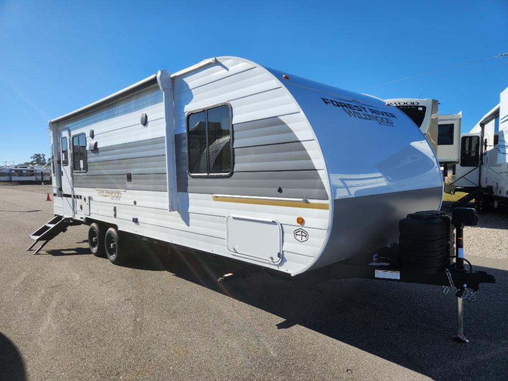 New 2025 Forest River Wildwood X-Lite 24RLXL exterior front profile at Recreation USA Myrtle Beach
