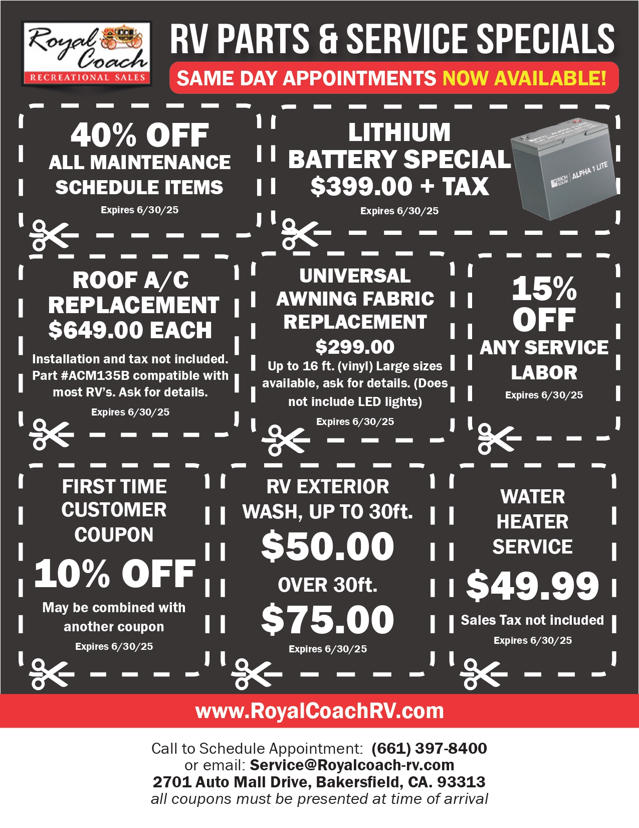 RV Service Specials