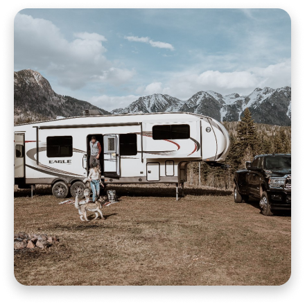 Family RVing in the mountains