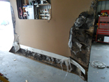 Removed damaged rear wall panel