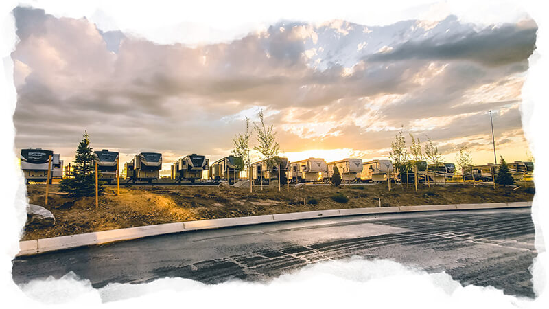 RVs in the sunset